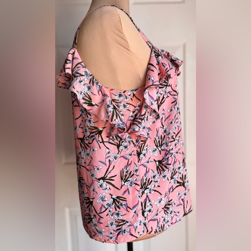 EUC Banana Republic Ruffle Blouse pink /blue - Picture 2 of 3